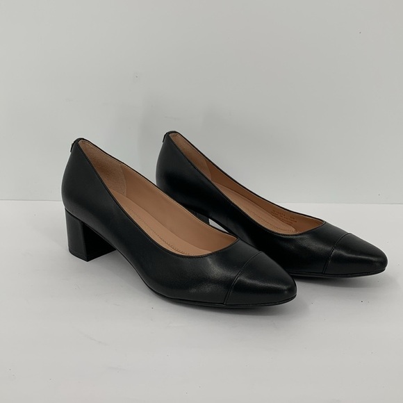 Cole Haan Go-To block heel pump black leather chunky pointed toe spectator new 6 - Picture 2 of 6